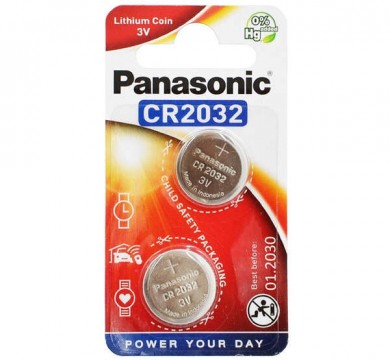 PANASONIC gombelem (CR2032, 3V, lítium) 2db / csomag