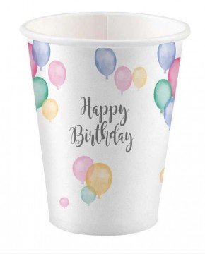 party pohár papír Happy Birthday 8 db-os 250 ml