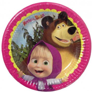 party tányér Masha és a medve 8 db-os 19,5 cm