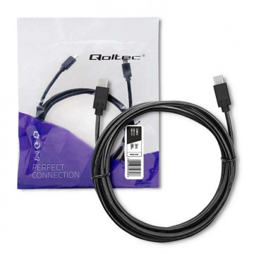 Qoltec 52353 USB kábel 3 M USB 3.2 Gen 1 (3.1 Gen 1) USB C Fekete