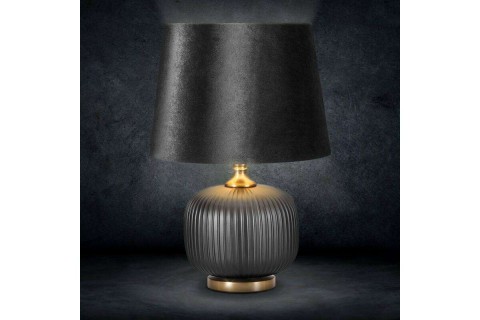 Rea asztali lámpa bársony búrával Fekete/arany 32x57 cm