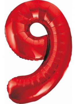 Red Piros 9-es szám fólia lufi 85cm