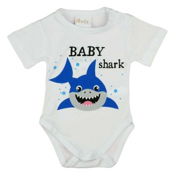 Rövid ujjú baba body "Baby shark" felirattal