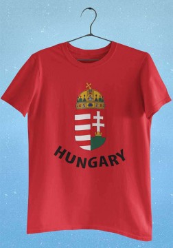 Rövid ujjú gyerek póló magyar címerrel és Hungary felirattal
