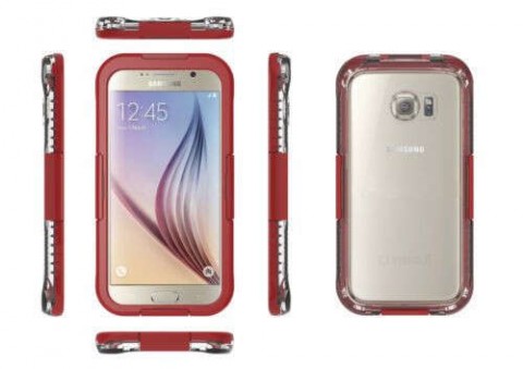 Samsung G925 Galaxy S6 Edge piros vízálló tok