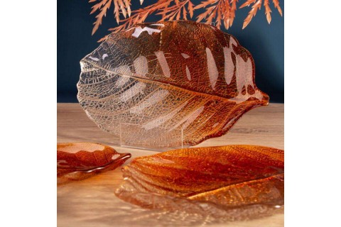 Sava dekoratív üveg tál Narancssárga/átlátszó 35x24x3 cm