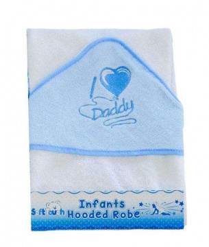Soft Touch törölköző kapucnis kék fehér I Love Daddy
