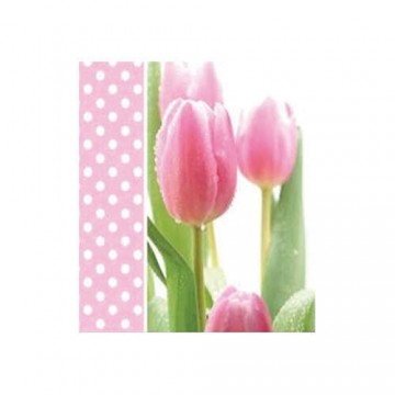 Szalvéta 33 x 33 cm 3 rétegű Rózsaszínű tulipán 20 db/csomag