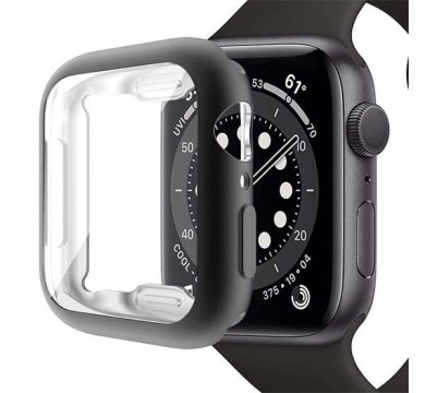 Szilikon keret (ütésálló) FEKETE Apple Watch Series 7 45mm