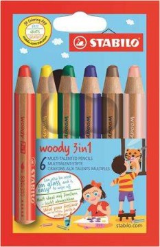 Színes ceruza készlet, kerek, vastag, STABILO "Woody 3 in...