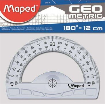 Szögmérő, műanyag, 180°, MAPED "Geometric"/bliszt