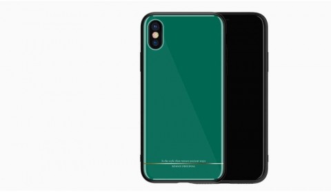 Telefon tok, iPhone X / XS hátlaptok, zöld, fényes, Remax RM-1653