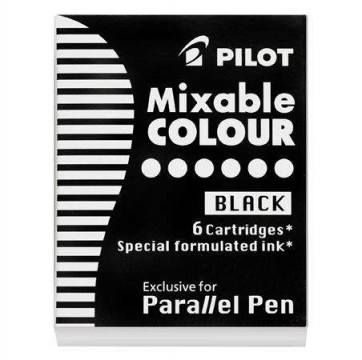 Töltőtoll patron, PILOT "Parallel Pen", fekete - 6 db/csom