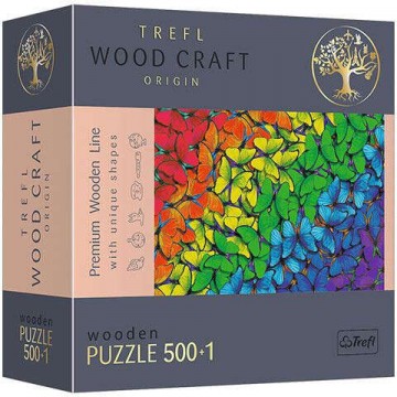 Trefl Wood Craft: Szivárvány pillangók fa puzzle 500+1db-os (20159)