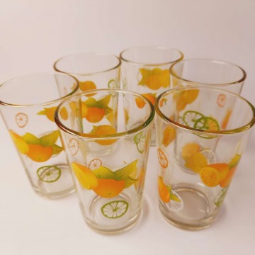 Üdítős üveg pohár szett narancs mintával 6 x 230 ml