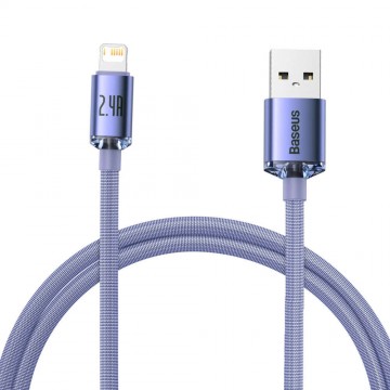 USB-kábel a Lightning Baseus Crystal Shine, 2,4A, 1.2m (ibolya)