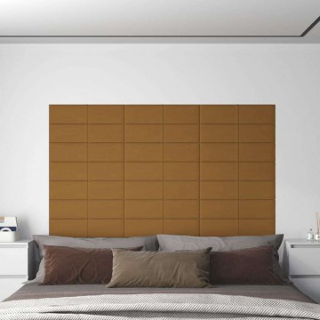 vidaXL 12 db barna bársony fali panel 60 x 15 cm 1,08 m²
