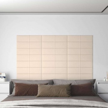 vidaXL 12 db krémszínű bársony fali panel 60 x 15 cm 1,08 m²