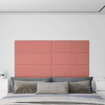 vidaXL 12 db rózsaszín bársony fali panel 90 x 30 cm 3,24 m²