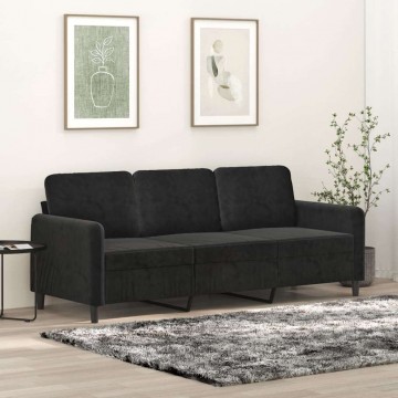 vidaXL 3 személyes fekete bársony kanapé 180 cm
