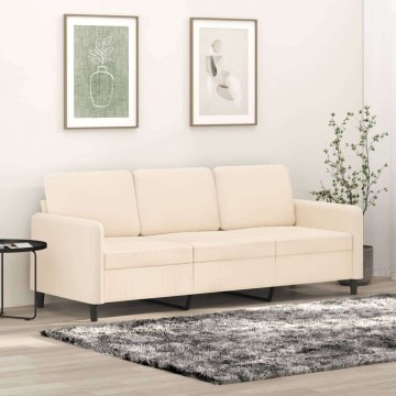 vidaXL 3 személyes krémszínű bársony kanapé 180 cm