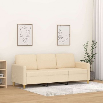 vidaXL 3 személyes krémszínű szövet kanapé 180 cm