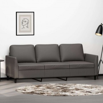 vidaXL 3 személyes szürke műbőr kanapé 180 cm