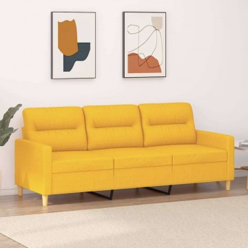vidaXL 3 személyes világossárga szövet kanapé 180 cm