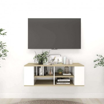vidaXL fehér-sonoma színű falra szerelhető TV-szekrény 102x35x35...