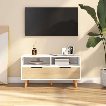 vidaXL fehér-sonoma színű forgácslap TV-szekrény 90 x 40 x 48,5...