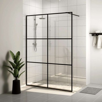 vidaXL fekete zuhanyfal átlátszó ESG üveggel 140 x 195 cm