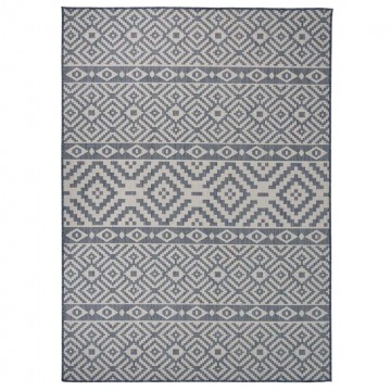 vidaXL kék csíkos lapos szövésű kültéri szőnyeg 200 x 280 cm