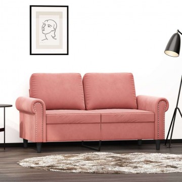 vidaXL kétszemélyes rózsaszín bársony kanapé 120 cm