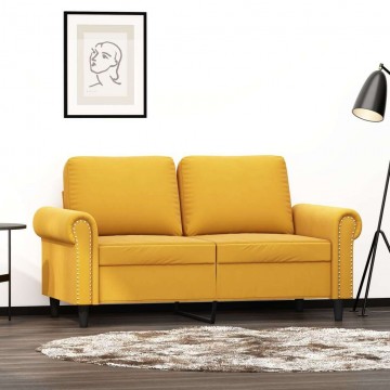vidaXL kétszemélyes sárga bársony kanapé 120 cm