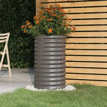 vidaXL szürke porszórt acél kerti ültetőláda 40 x 40 x 68 cm