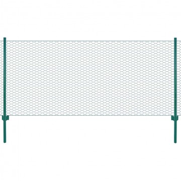 vidaXL zöld acél drótháló kerítés tartóoszlopokkal 25 x 0,5 m