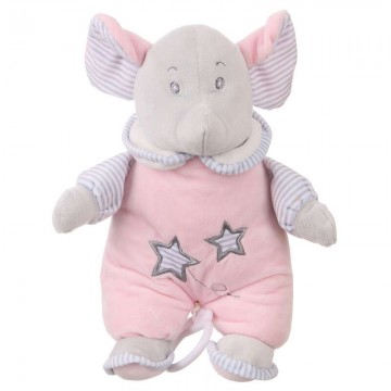 Zenélő baby plüss - rózsaszín elefánt