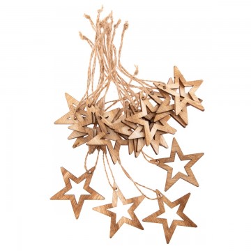 Csillag karácsonyi fa dísz készlet, natúr, 18 db-os