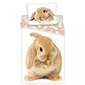 Jerry Fabrics Bunny brown gyermek pamut ágynemű, 140 x 200 cm, 70 x...