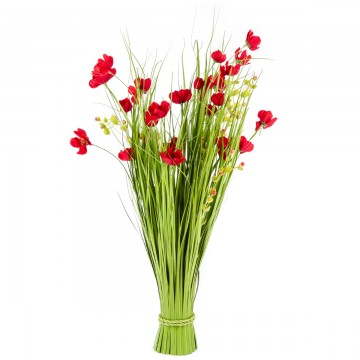 Mű réti virág csokor, 80 cm, piros