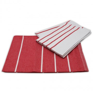 Piros csíkos egyiptomi pamutból készült konyharuha, 50 x 70 cm, 3...
