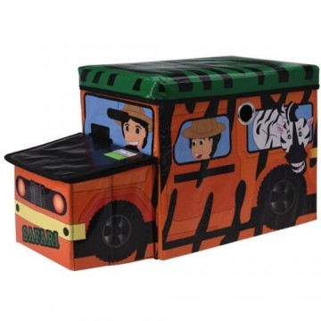 Safari bus gyermek tárolódoboz és ülőke, narancssárga,55 x 26 x...