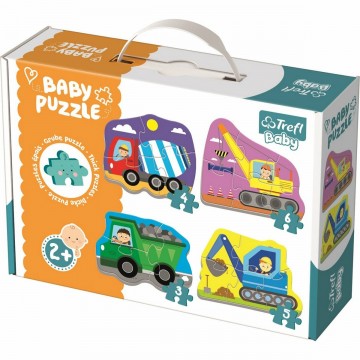 Trefl Baby puzzle Építőipari járművek, 4 az 1-ben, 3, 4,5, 6...