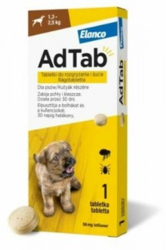 AdTab Rágótabletta kutyáknak 1,3-2,5 kg 56 mg