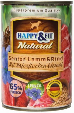 Happy&Fit Natural Dog with Senior Lamb & Beef Oatmeal & Flaxseed Oil...