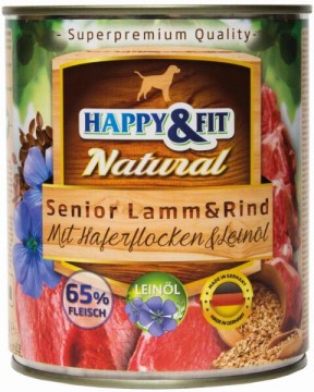 Happy&Fit Natural Dog with Senior Lamb & Beef Oatmeal & Flaxseed Oil...