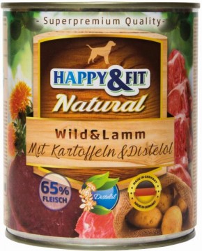 Happy&Fit Natural Venison & Lamb with Potatoes & Saffron Oil 800 g
