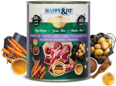 Happy&Fit Superior 100% Monoprotein Lamb with carrots and potatoes...