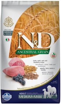 N&D Ancestral Grain adult medium&maxi lamb, spelt, oats & blueberries...