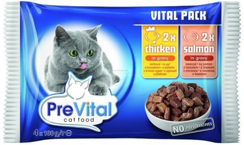 Partner in Pet Food PreVital Vital Pack chicken & salmon 4x100 g